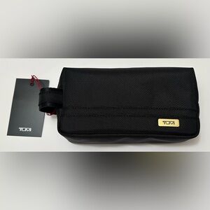 Brand New with Tag TUMI Small Kit Black with Gold Tone Hardware